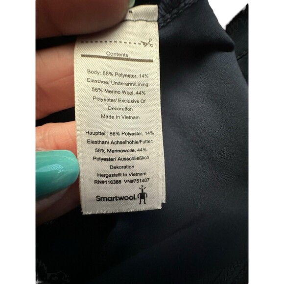 Smartwool Sport Dress Size XS Blue/Black Short Sleeve Merino Wool Blend #I18-8 - Picture 4 of 10